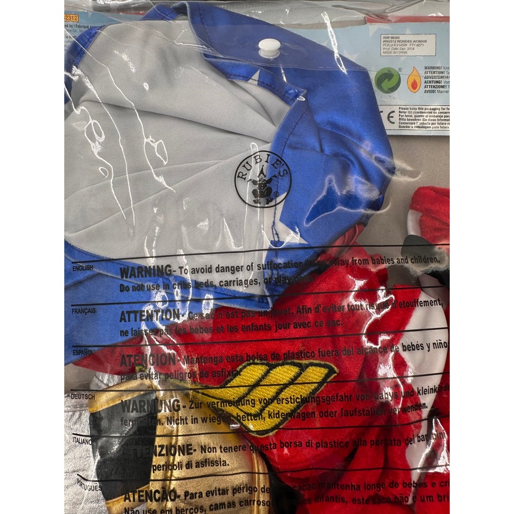 Rubies Wonder Woman Costume Kids Medium 8-10 Red Blue Superhero Dress Up Toy Set - Picture 9 of 16